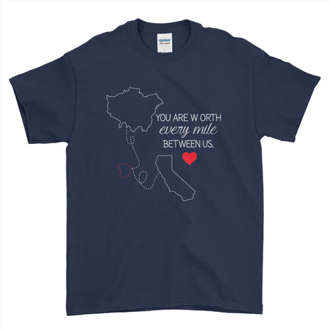 Personalised Couples Location Connecting T Shirt - Valentine's Day Shirt T-Shirt - Men - Ai Printing - Ai Printing