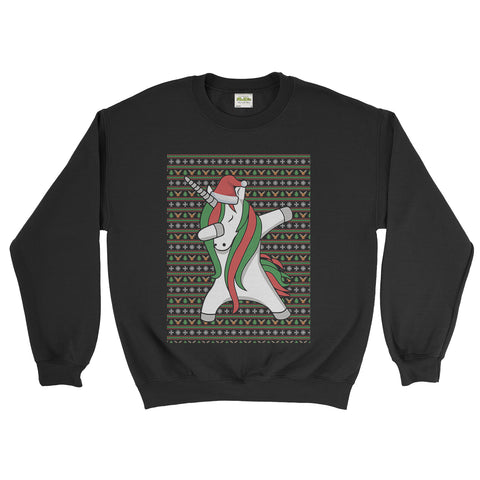 Unicorn Dab Sweatshirt Dabbing Ugly Funny Dancing Xmas Sweater  - Ai Printing - Ai Printing