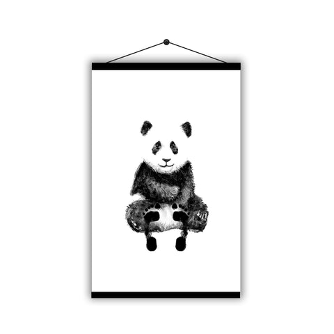 Personalised Baby Footprint Cute Panda Father's Day - Magnetic Hanging Poster - Ai Printing