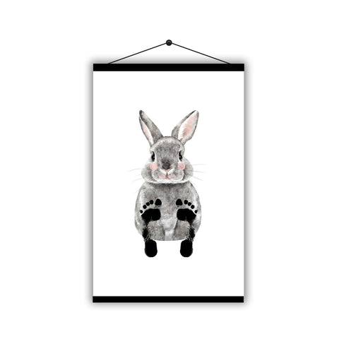 Personalised Baby Footprint Cute Rabbit Father's Day - Magnetic Hanging Poster - Ai Printing