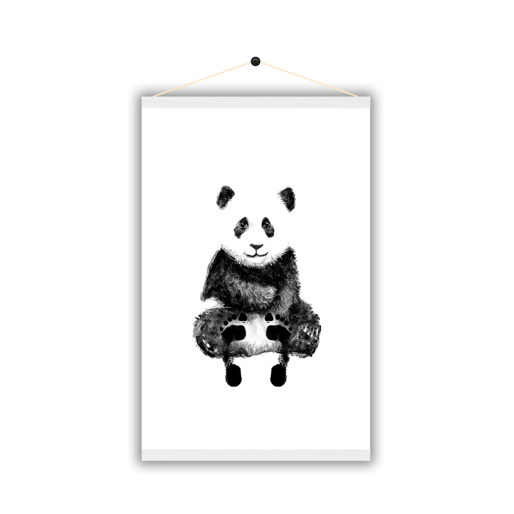 Personalised Baby Footprint Cute Panda Father's Day - Magnetic Hanging Poster - Ai Printing