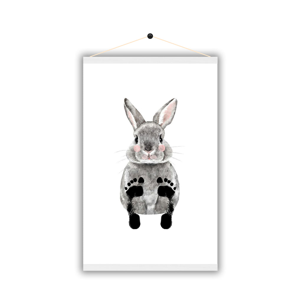 Personalised Baby Footprint Cute Rabbit Father's Day - Magnetic Hanging Poster - Ai Printing
