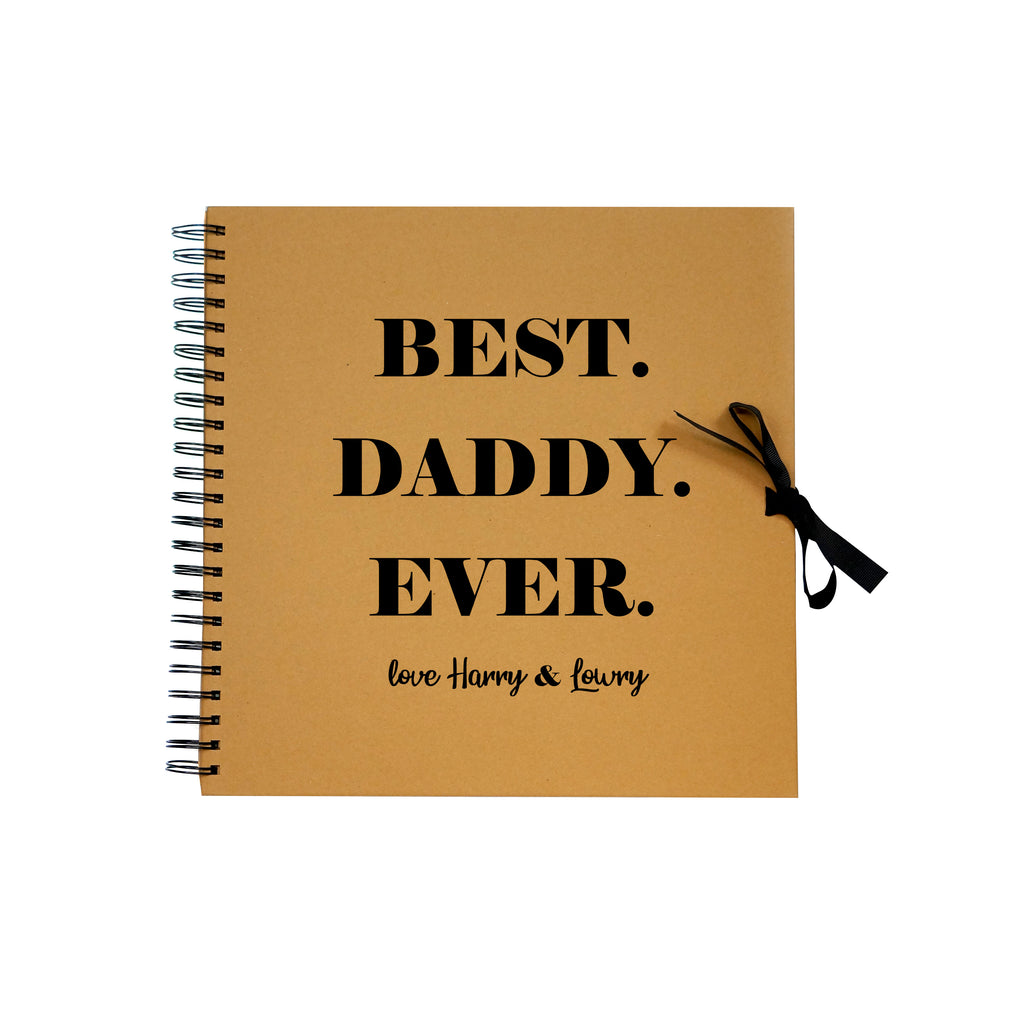 Personalised First Fathers Day Autograph Scrapbook - Brown Spiral Bound Kraft Scrapbook - Ai Printing