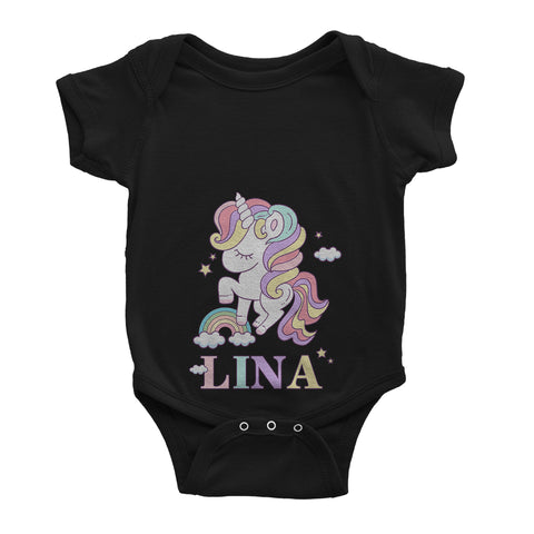 Personalised Name Cute Unicorn Hero Birthday Shower Gift Baby Vest - Baby Bodysuit - Ai Printing