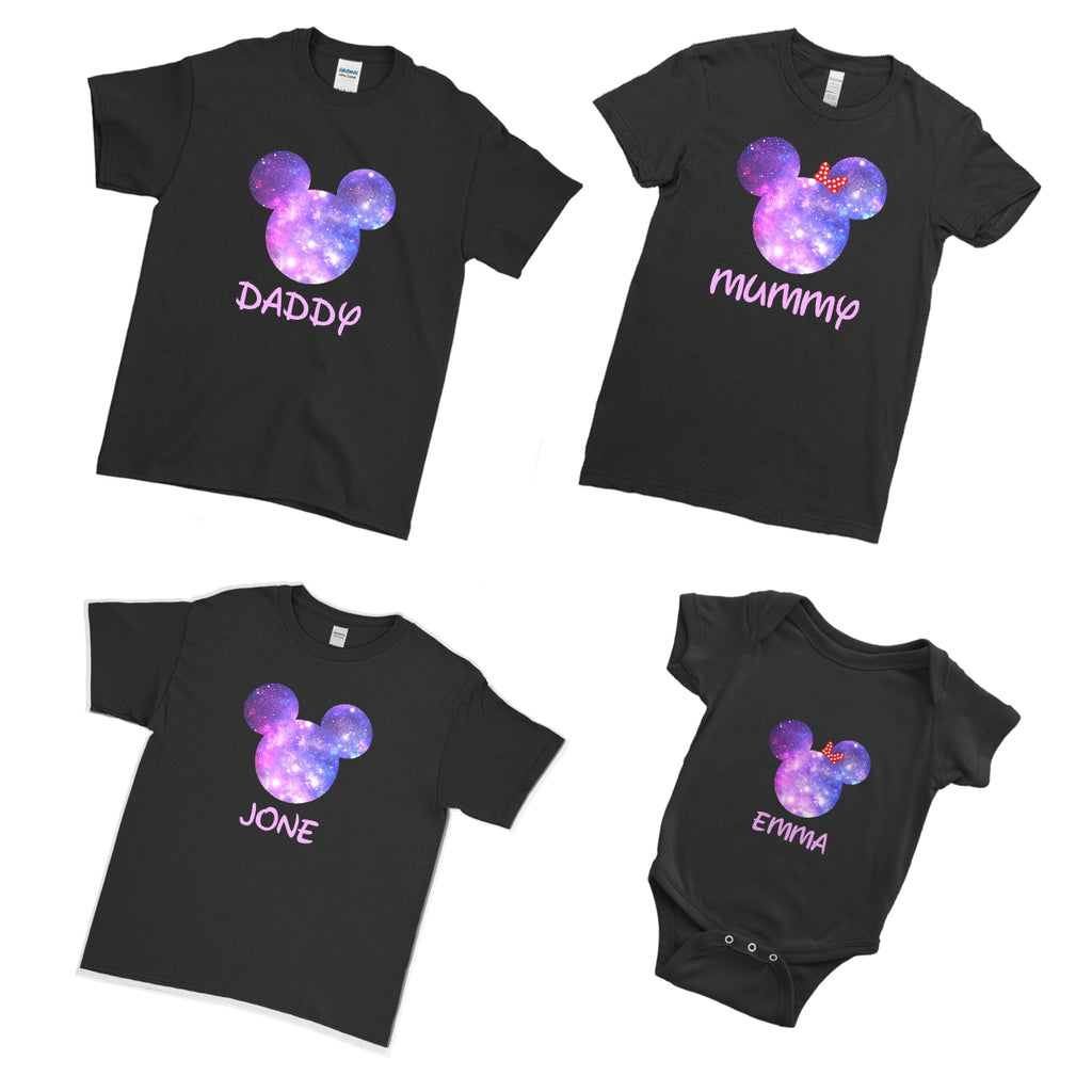 Personalised Galaxy Mouse Family Vacation Matching T-Shirts | Ai Printing