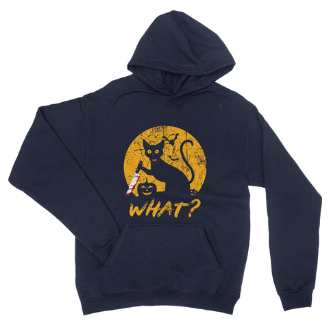 Cat What Murderous Cat With Knife Halloween Unisex- Hoodie