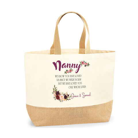 Personalised Gift for Nanny Grandma Jute Base Tote Bag | Ai Printing - Ai Printing