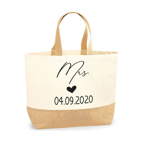 Personalised Gift for Wedding Cute Jute Base Tote Bag | Ai Printing - Ai Printing