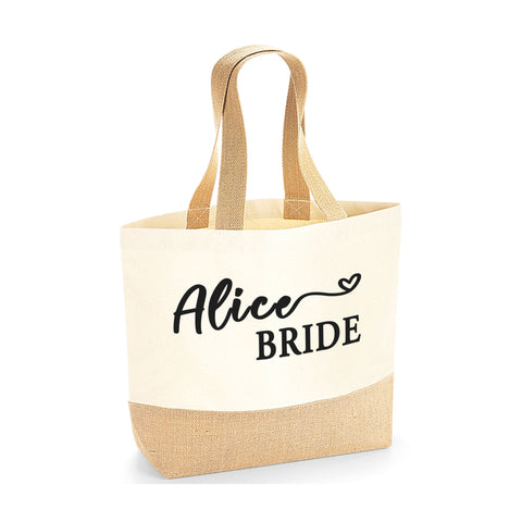 Personalised Name Bride Jute Base Tote Bag | Ai Printing - Ai Printing
