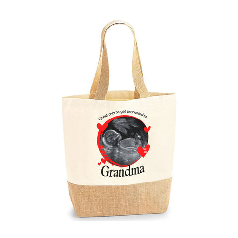 Personalised Image Gift for Grandma Mom Jute Base Tote Bag | Ai Printing - Ai Printing