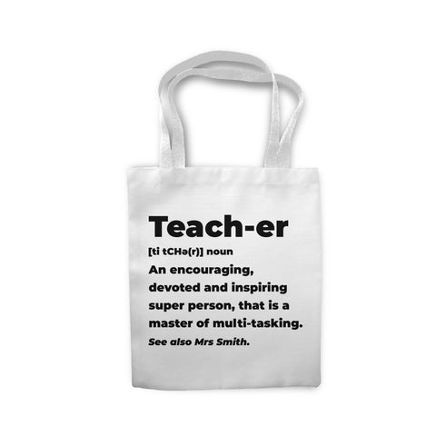 Teacher Definition Gift For Teacher Shopping Cotton Tote Bag - Ai Printing