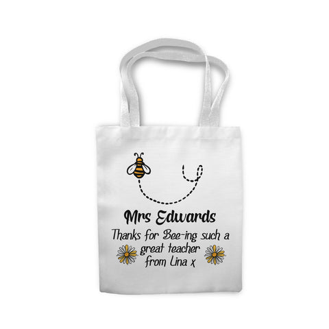 Personalised Thanks For Bee-ing Great Teacher Gift For Teacher Shopping Cotton Tote Bag - Ai Printing
