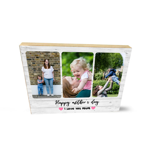 Personalised Photo Collage Wooden Block I Love You Mum Cute Mother's Day Gifts- Wooden Block