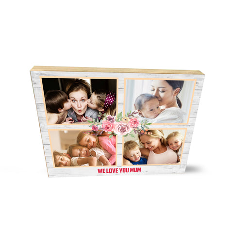 Personalised Photo Collage Wooden Block I Love Mum Mummy Cute Mother's Day Gifts- Wooden Block