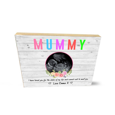 Personalised Baby Scan Wooden Photo Block Mother's Day Keepsake Mug Gift for Mum