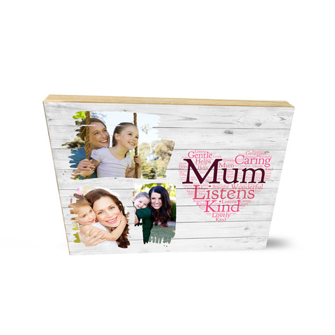Personalised Photo Collage Wooden Block Heart Mum Mummy Cute Mother's Day Gifts- Wooden Block