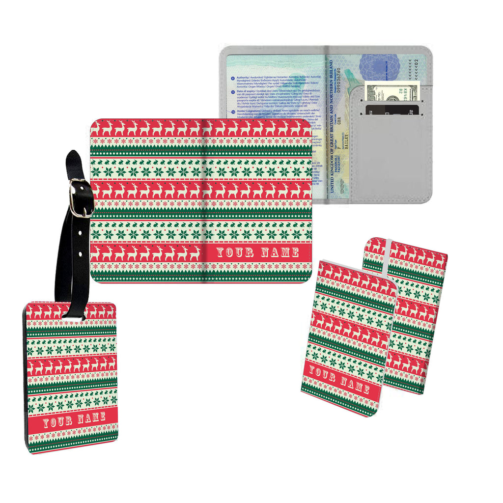Personalised Name Passport Slim Cover Holder Luggage Tag Christmas Art - Ai Printing