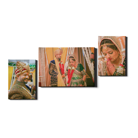 3 Panel Personalised Wedding Canvases - Collage Style Portrait & Landscape