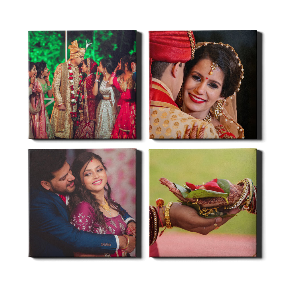 4 Panel Personalised Wedding Canvases - Collage Style Square | Ai Printing
