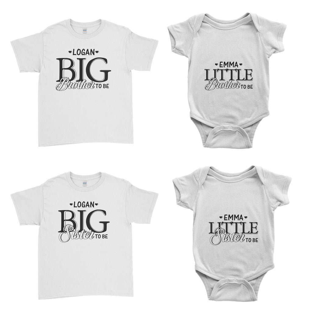 Personalised Cute Big Little Brother Sister To Be Kid T-Shirt Baby Grow Body Suit - Family Matching T-Shirts