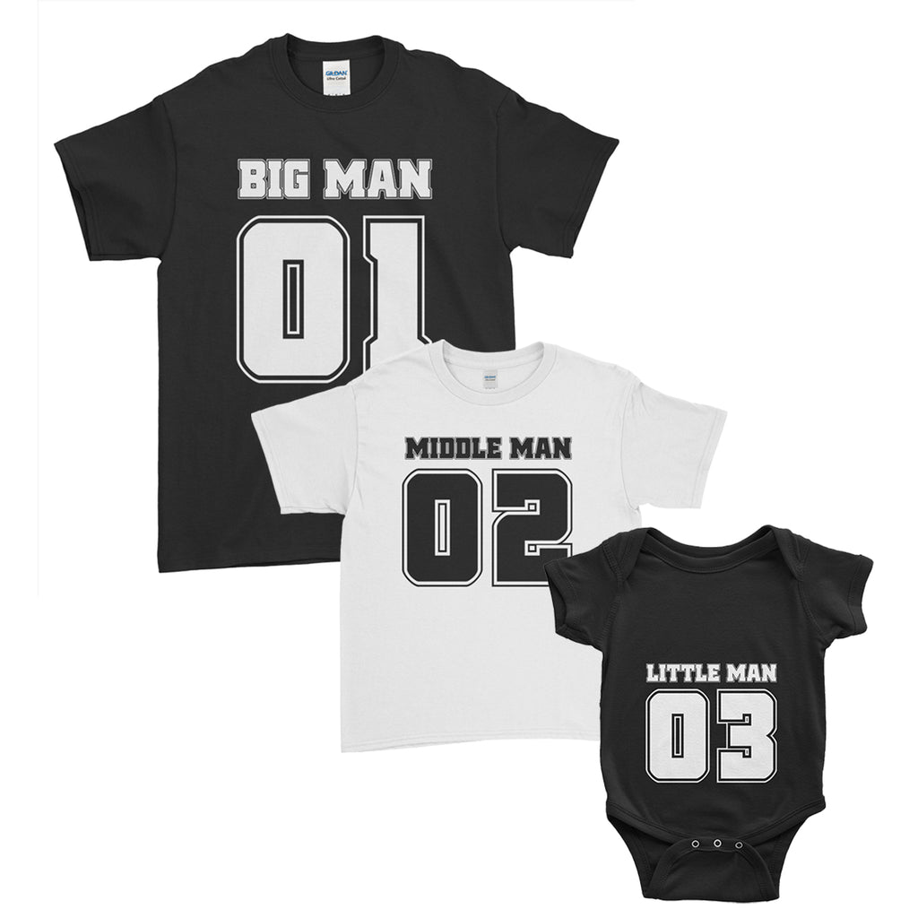 Personalised Big Man Little Man Matching T-Shirt For Fathers Day Daddy Son Baby