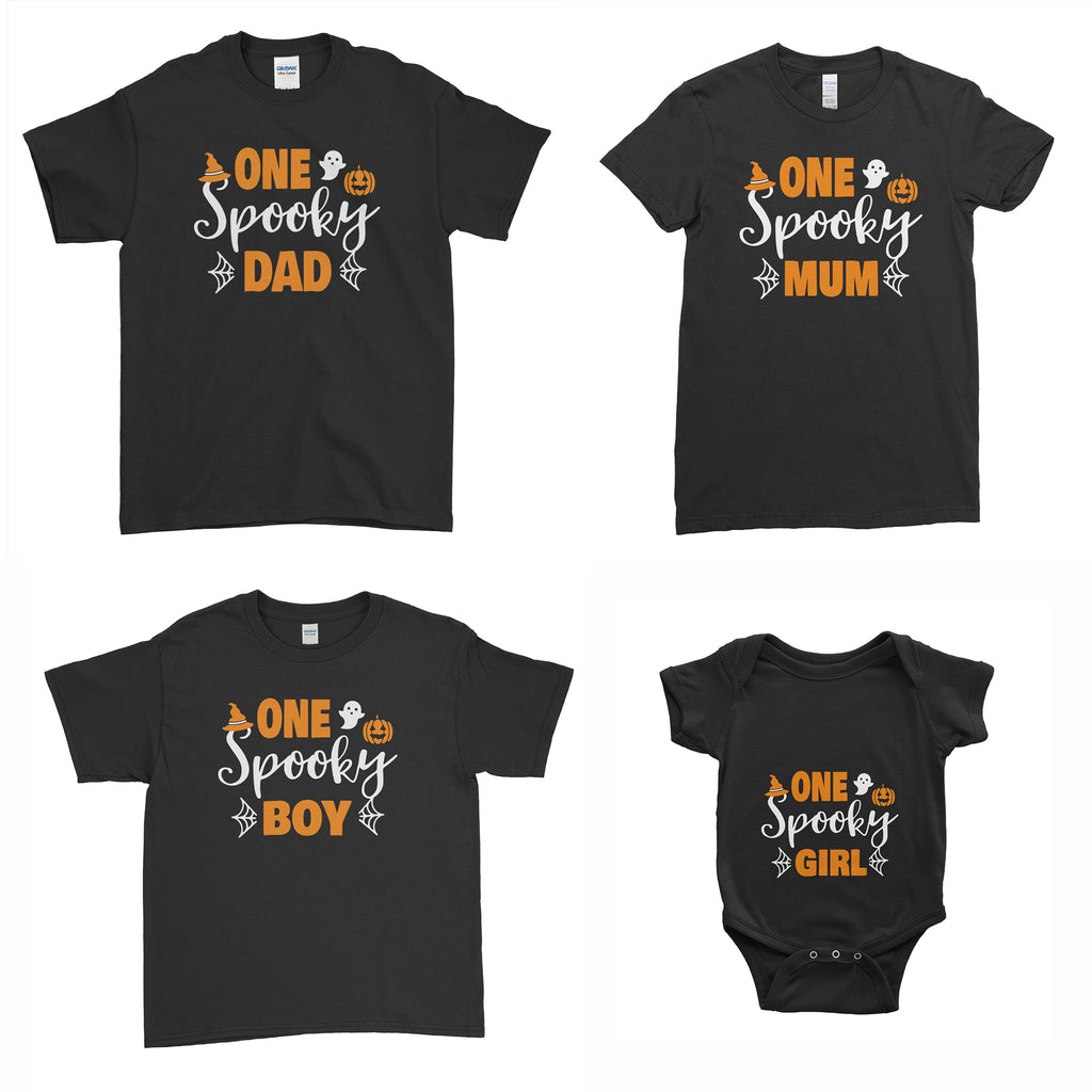 Personalised One Spooky T-Shirt One Spooky Halloween Dad Mum Dress Matching Family T Shirt For Men Women Kid Baby