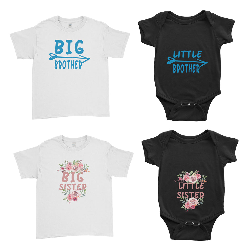 Big Brother Little Brother Big Little Sister Kids T-Shirt Baby Grow Body Suit - Family Matching T-Shirts