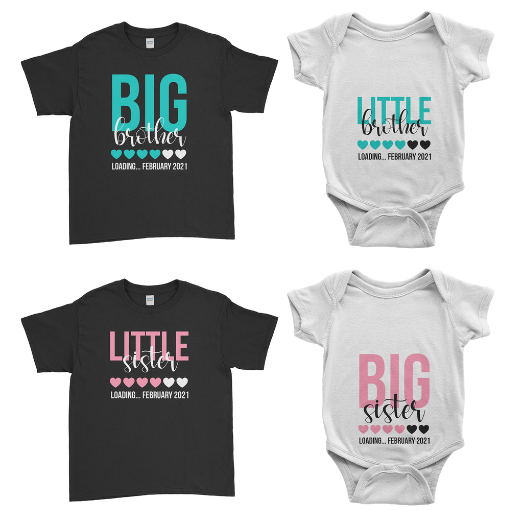 Personalised Big Little Brother Sister Loading - Family Matching T-Shirts
