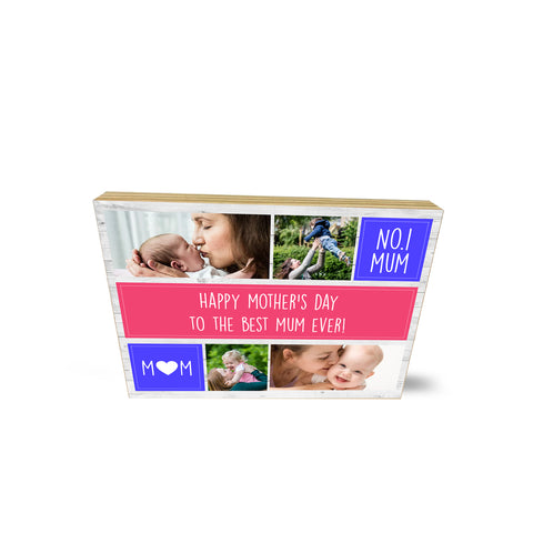 Personalised Photo Collage Wooden Block No 1 Mum Cute Mother's Day Gifts- Wooden Block