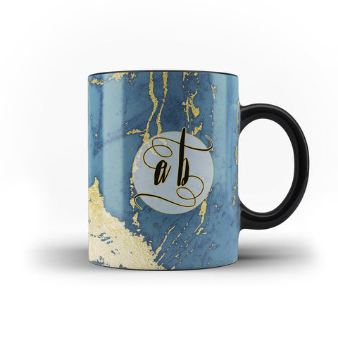Printed Peacock Blue & Gold - Personalised Mug - Magic - Ai Printing