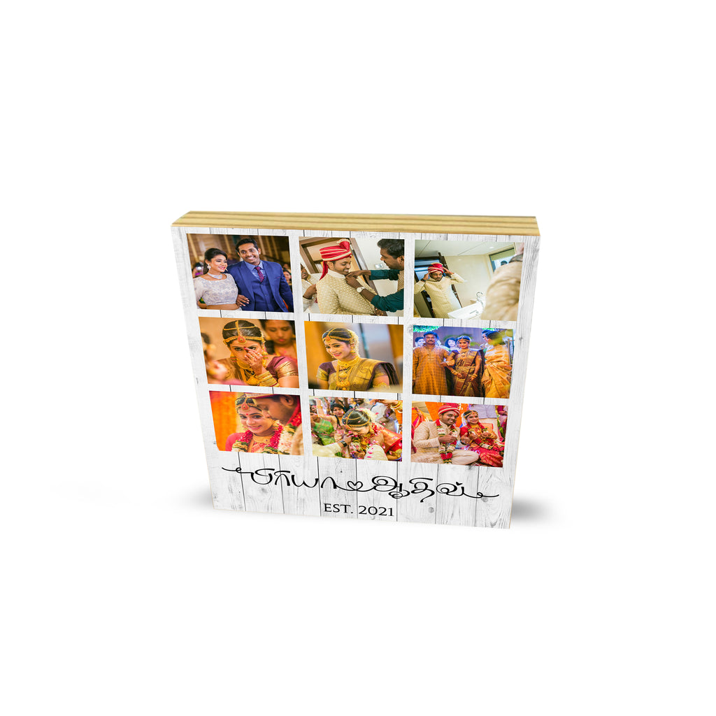 Personalised Tamil Wedding Wooden Block Photo Collage Wedding Anniversary Gifts
