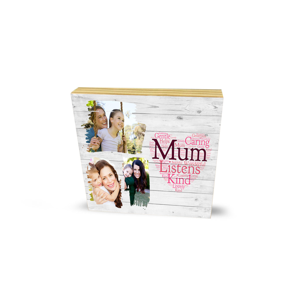 Personalised Photo Collage Wooden Block Heart Mum Mummy Cute Mother's Day Gifts- Wooden Block