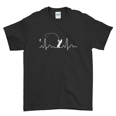Sarcastic Graphic Fishing Novelty T Shirt Men Cool Heartbeat Hip Hop Mens T-Shirt