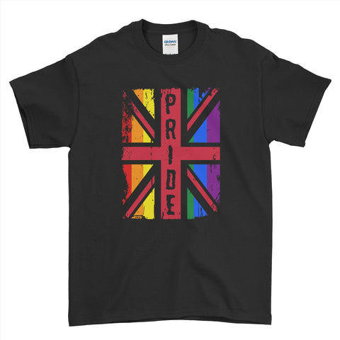 UK Flag LGBT Pride Gay Lesbian Carnival Festival Rainbow T-Shirt - Mens T-Shirt - Ai Printing