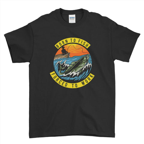 Born To Fish Force To Work Fishing Mens T-Shirt