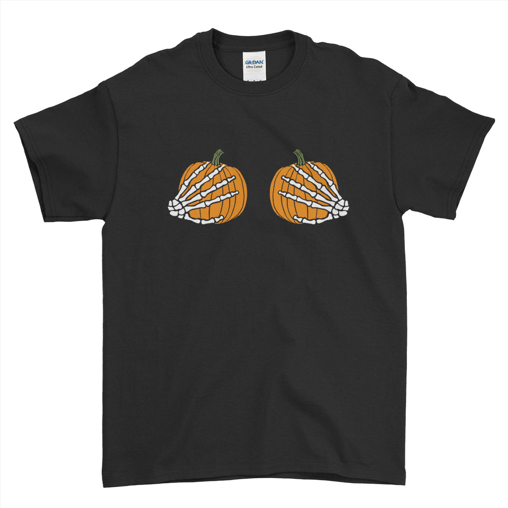  Halloween Skeleton Hand Pumpkin  Funny Rude Mens T-Shirt | Ai Printing