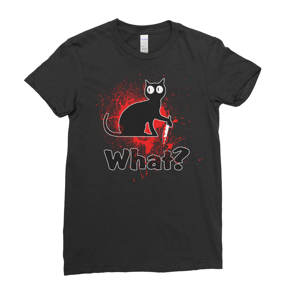 Halloween Scary Spooky Black Cat - Women T-shirt(halloween shirt ideas,halloween funny,halloween t shirt designs,halloween apparel,scary T- shirts,halloween horror shirts)