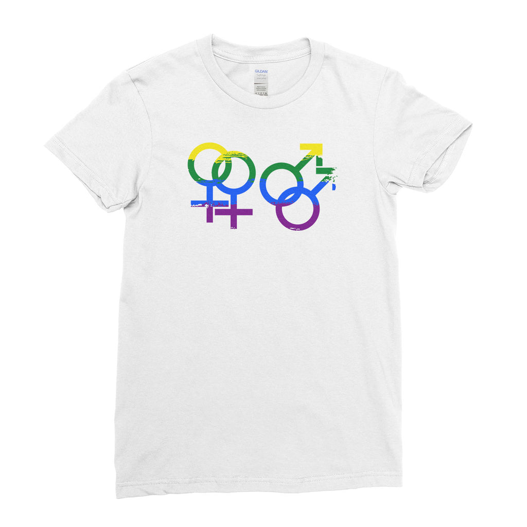 Colorful LGBT Symbol Gay Pride  Lesbian Heart Rainbow Awesome Funny Cool - T-shirt - Womens - Ai Printing