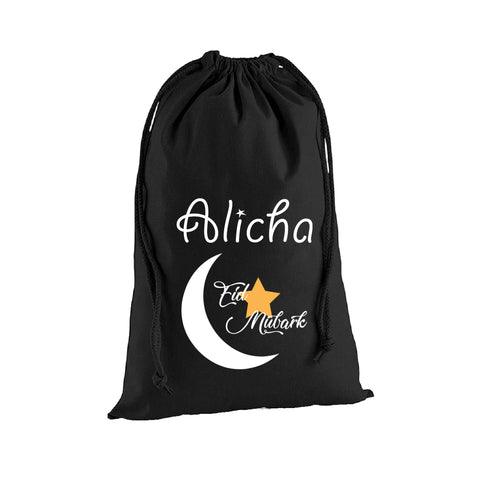 Personalised Name Happy Eid Mubarak Ramadan Arabic Islamic Sack Bag Gift - Sack Bag - Ai Printing