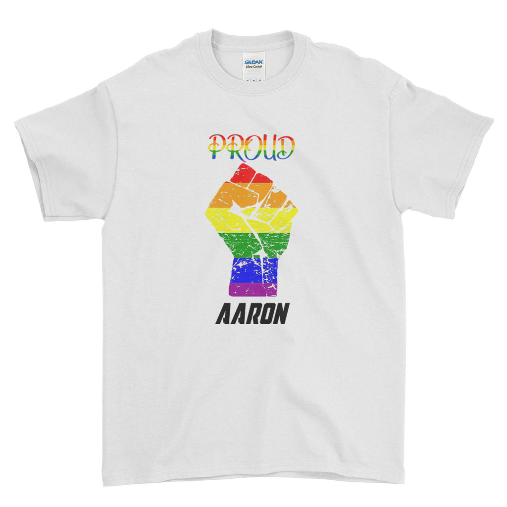 Personalised Name Be Proud LGBT Gay Pride Rainbow Awesome Funny Cool - T-shirt - Mens - Ai Printing