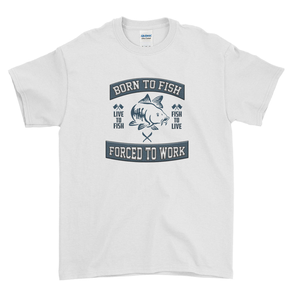 Born To Fish Forced To Work Inspired Fishing Carp   - T-shirt - Mens - Ai Printing