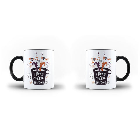 Hocus Pocus I Need Coffee To Focus Halloween Name  - Unique Mug - White Magic Mug - Ai Printing