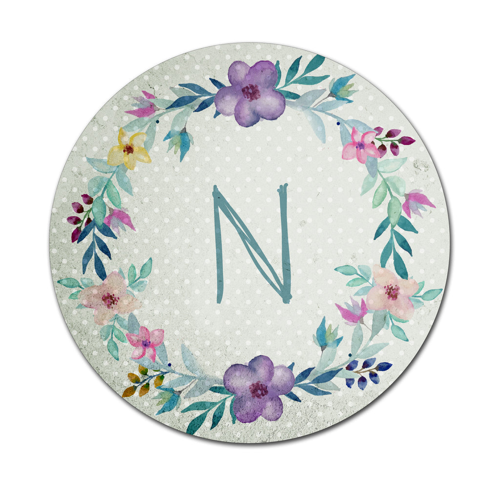 Blue Floral Watercolours - Round Coaster - Ai Printing