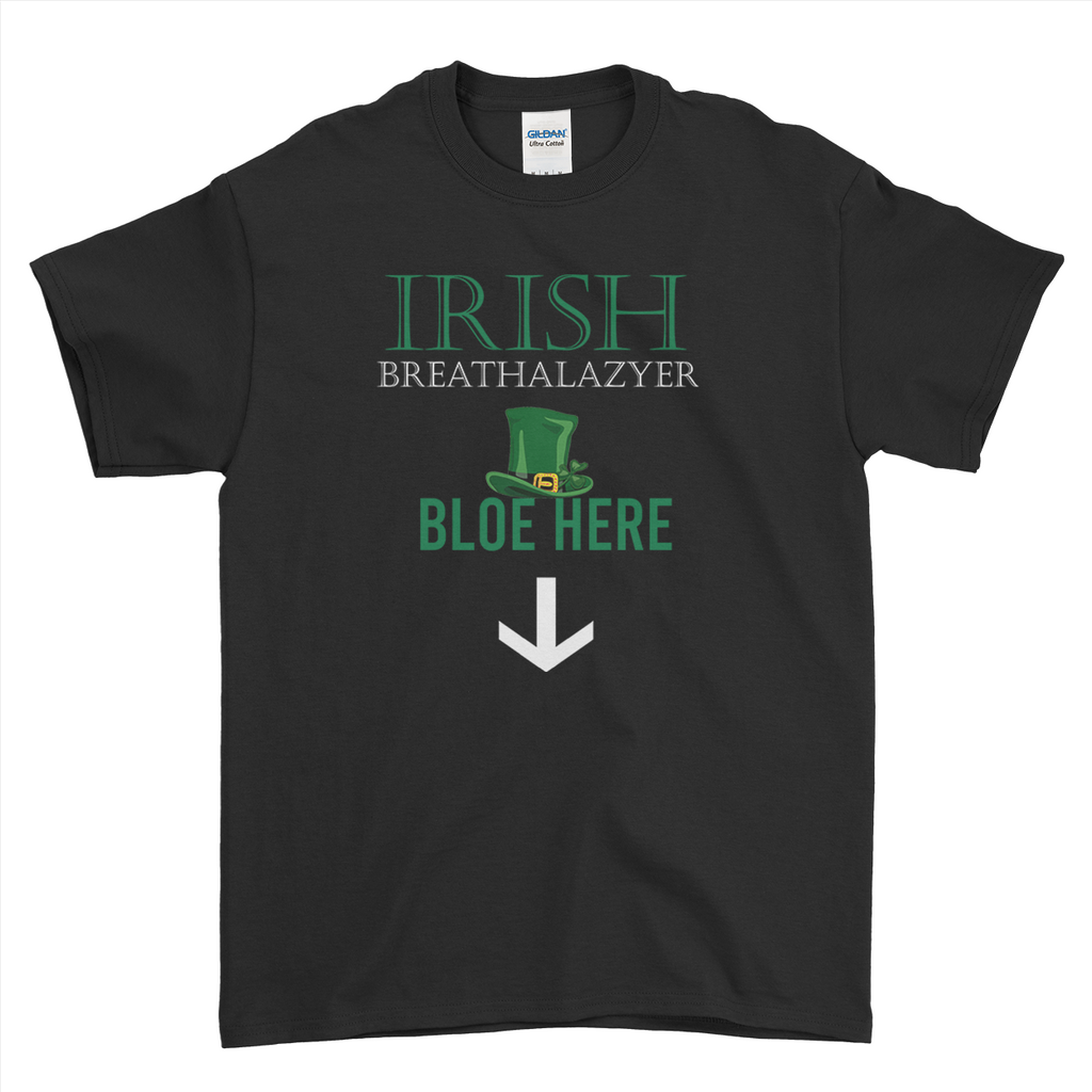 Irish Breathalazyer Bloe Here Funny St Patrick's Day T-Shirt For Men Women Kid