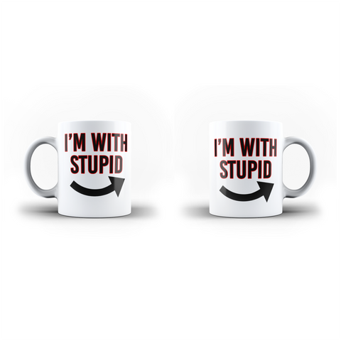 I'm With Stupid White Mug And Inner Handle Mug | Ai Printing