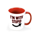 I'm With Stupid White Mug And Inner Handle Mug