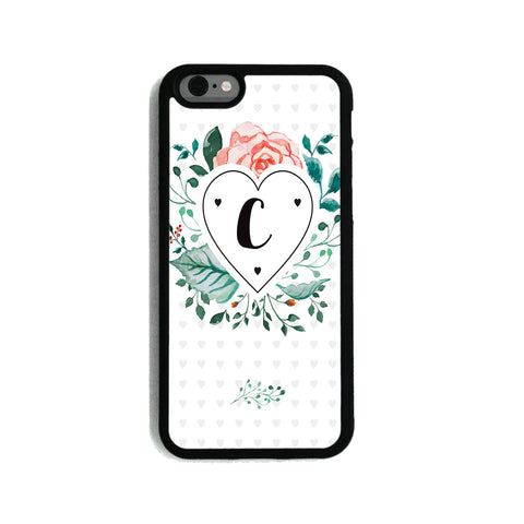 Floral Initial Heart   - 2D Clip Case - Ai Printing