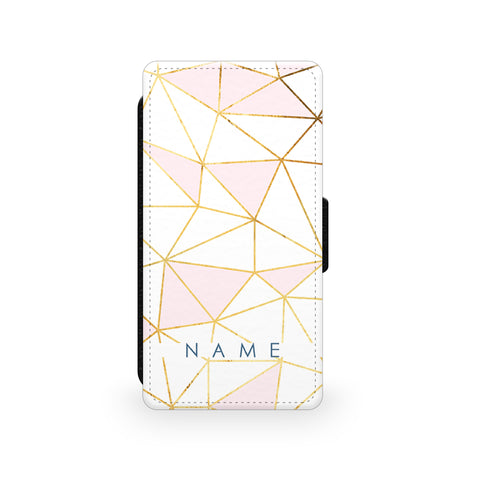 Geometric Pink & Gold - Faux Leather Case - Ai Printing