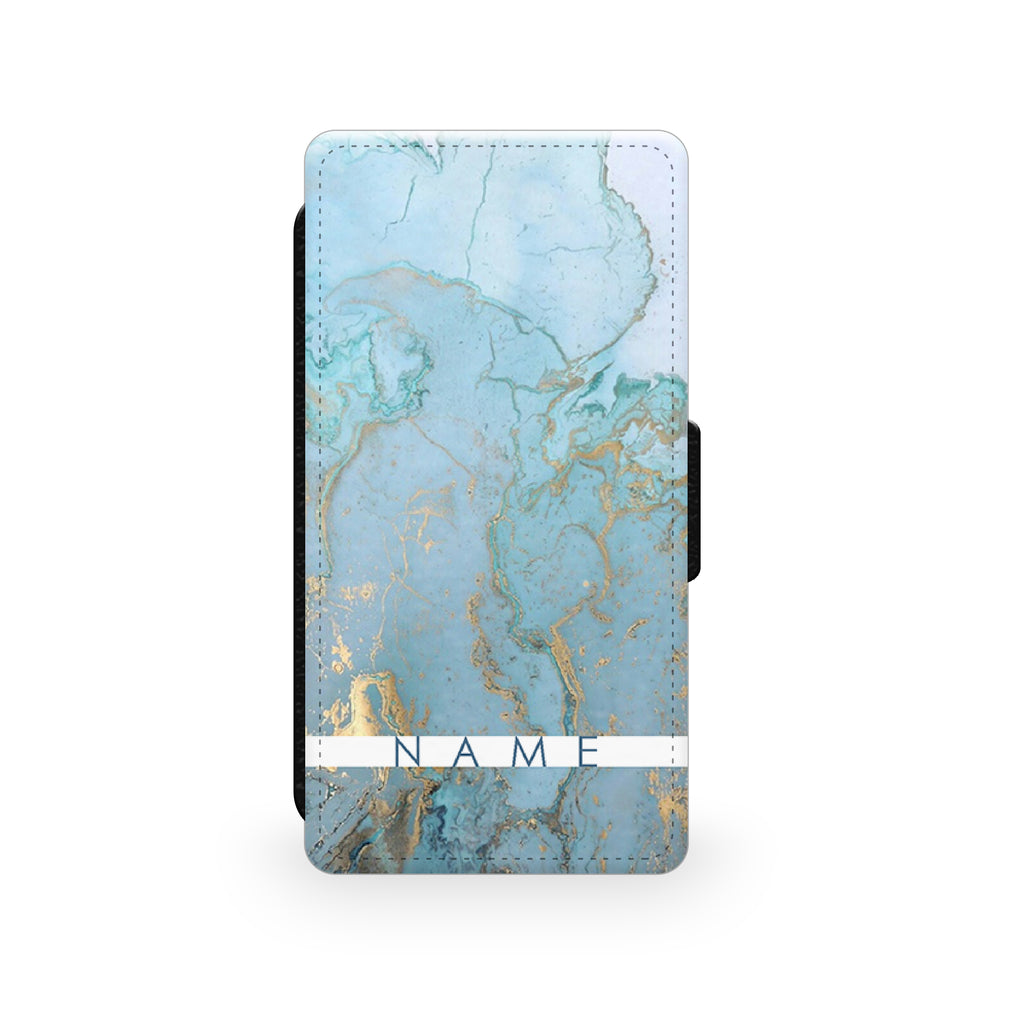 Blue & Gold Marble Effect - Faux Leather Case - Ai Printing