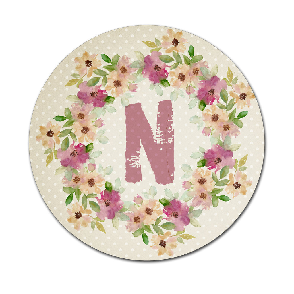 Beige Floral Watercolours - Round Coaster - Ai Printing